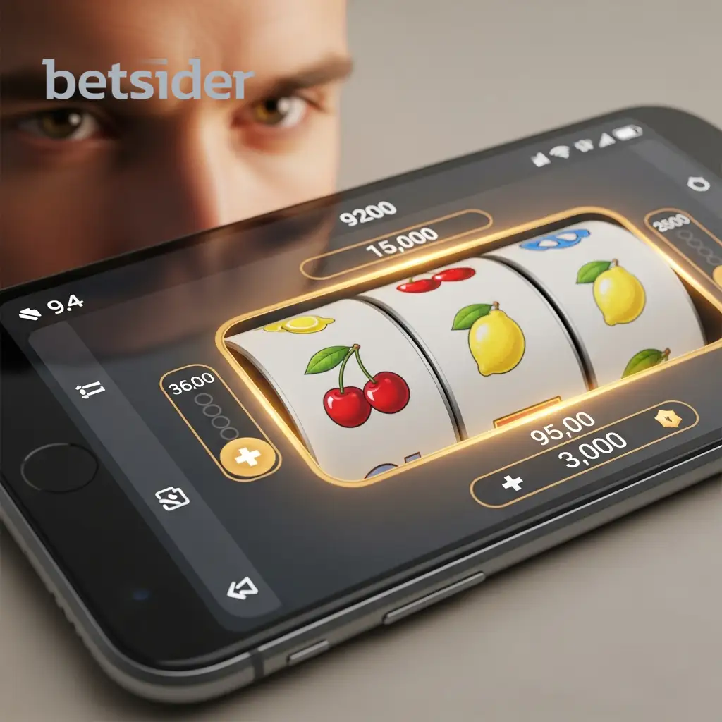 Mobile casino slot game spinning on a smartphone